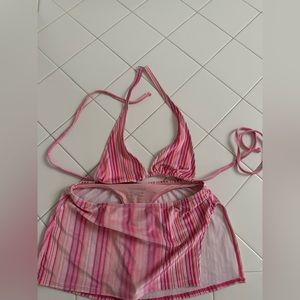 Frankie’s bikinis striped bikini skort set